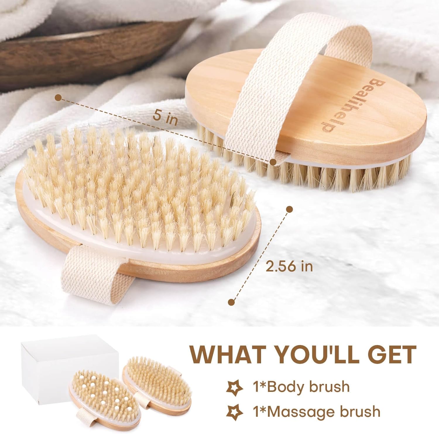 2 Pack Dry Brushing Body Brush