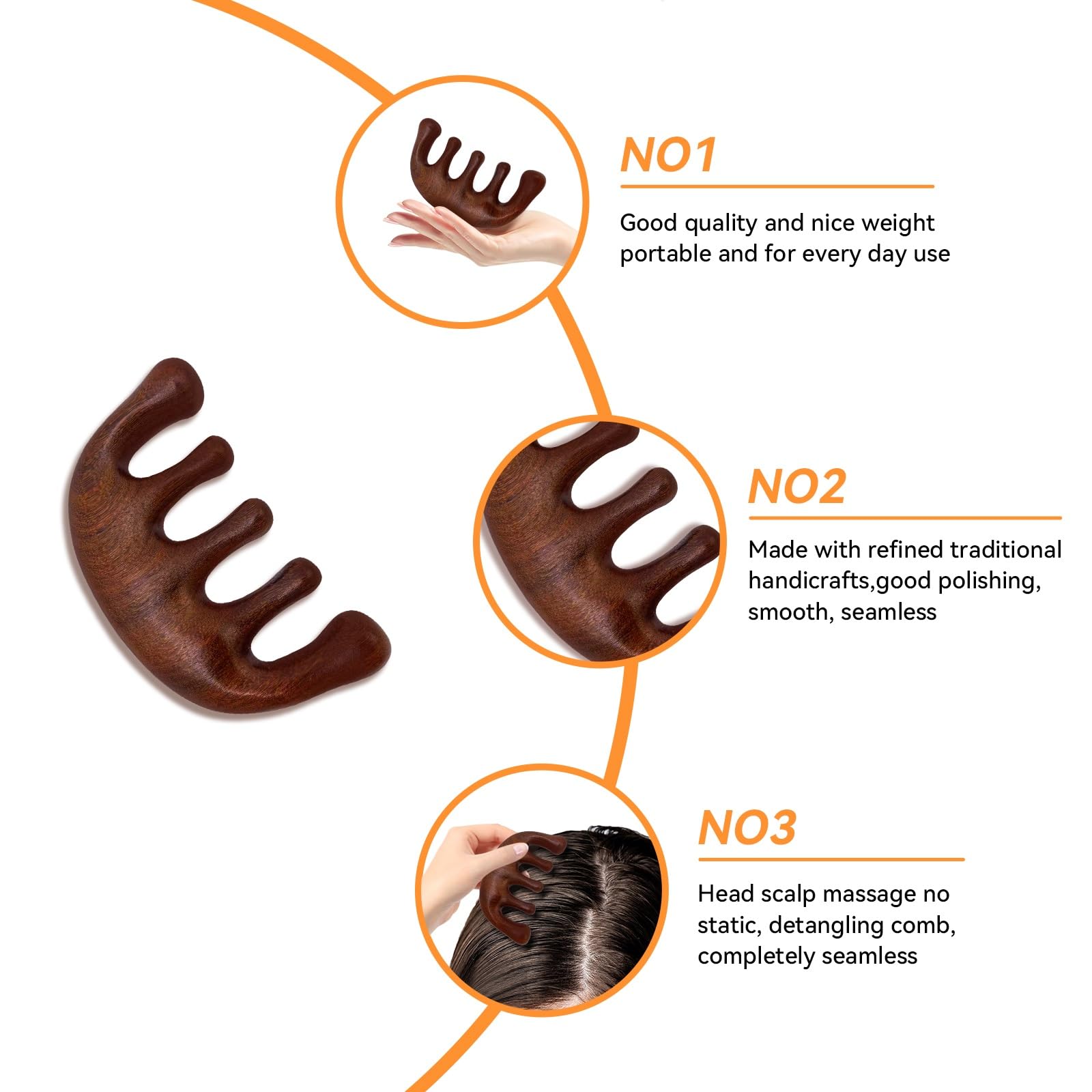 2 Pack Wooden Scalp Massage Comb