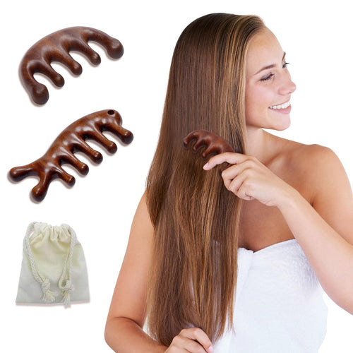 2 Pack Wooden Scalp Massage Comb